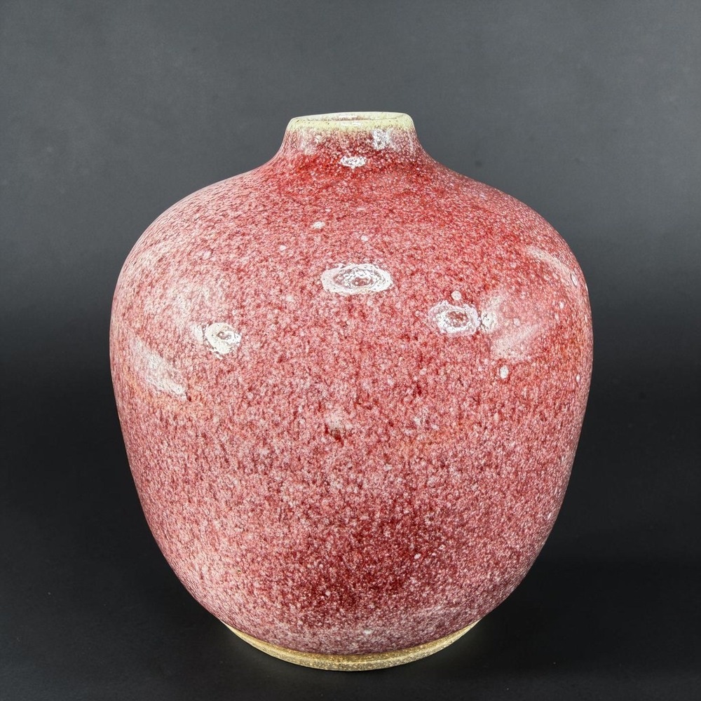 Vintage 1993 Signed Studio Pottery Bud Vase Oxblood Red Speckled Glaze 5inch VTG